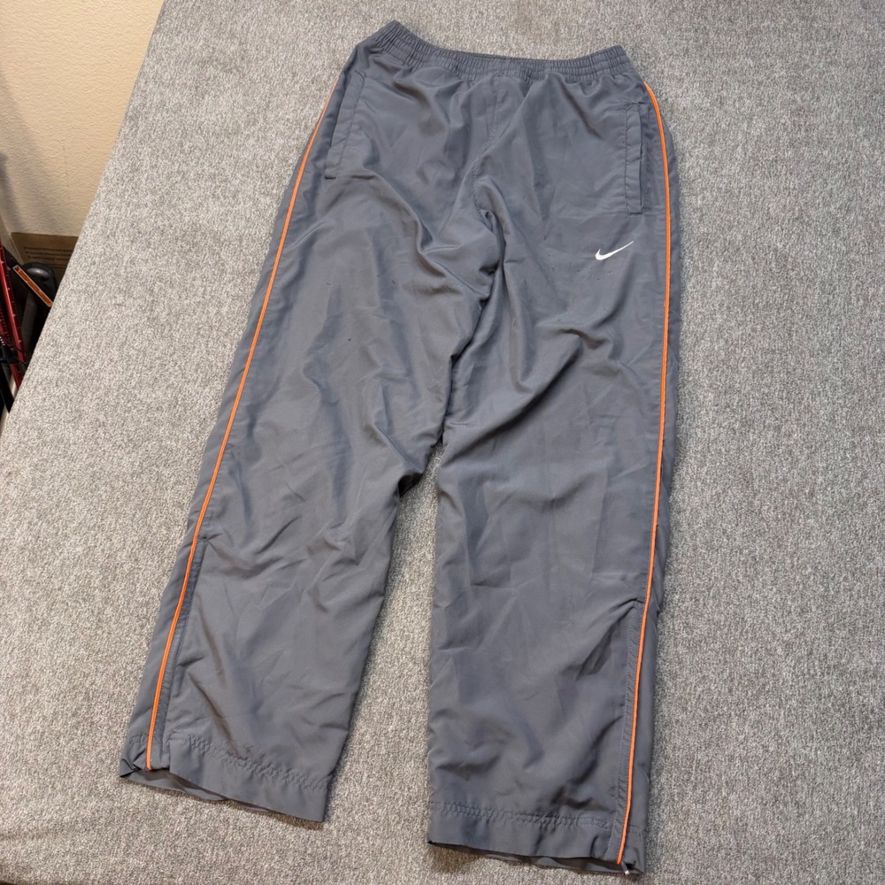 Nike Mens Dri-FIT Track Pants Gray Orange Piping 402242-021 Small